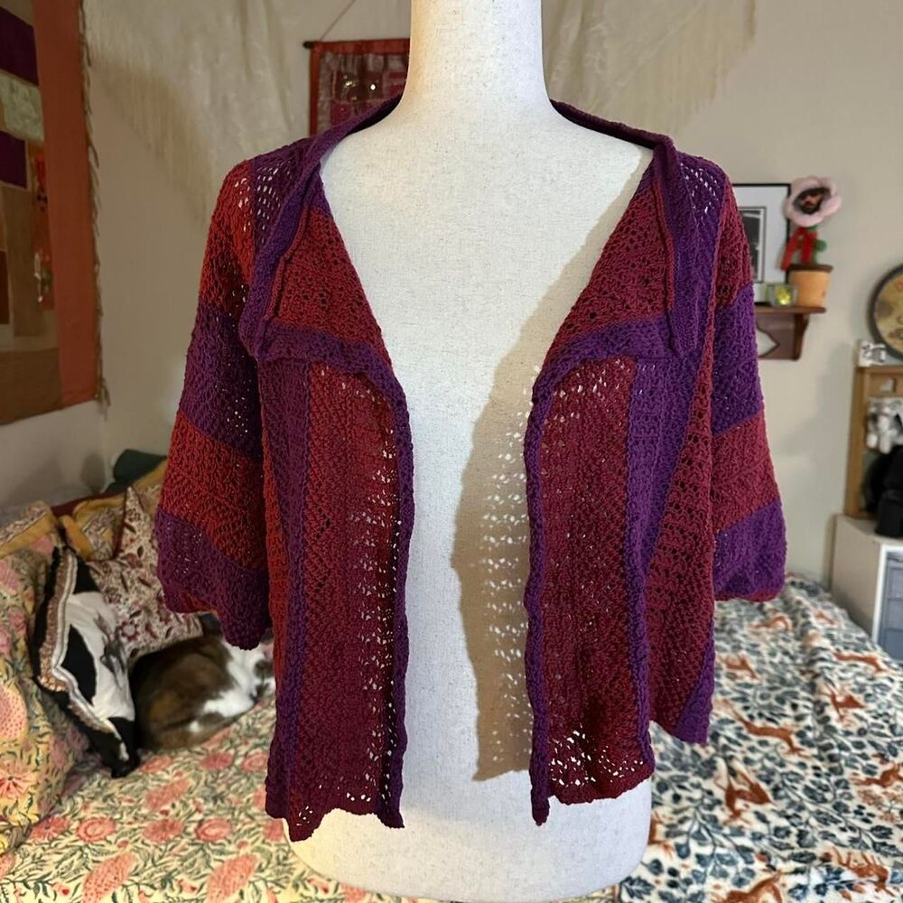 Route-66 Women's Burgundy and Purple Cardigan
